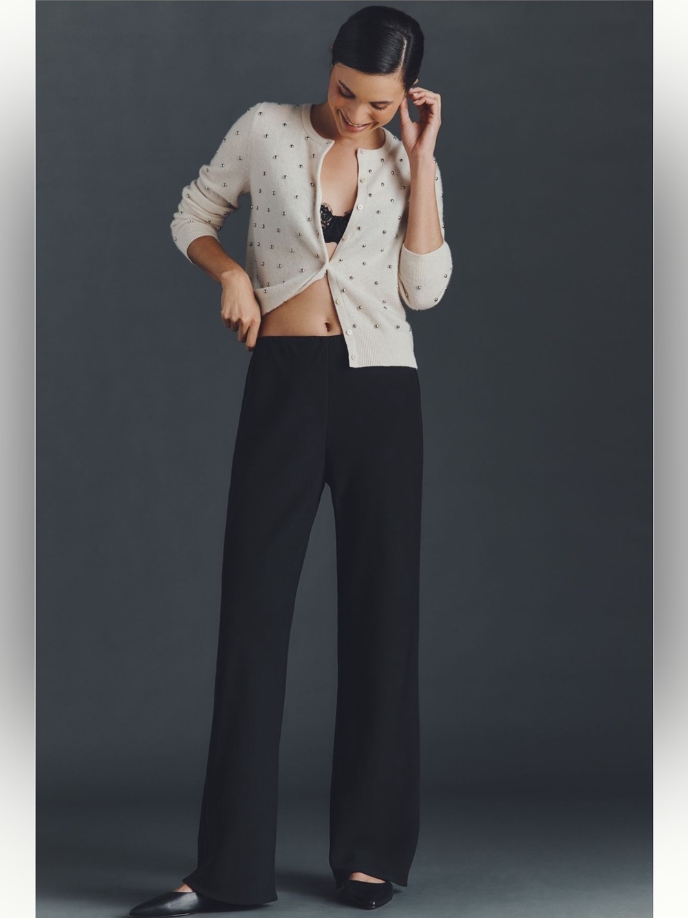 NWT Reformation Gale Mid-Rise Bias Pants Black